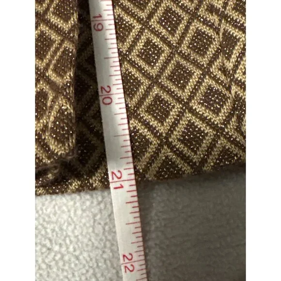 Express XS Brown Diamond Pattern Knee-Length Skirt Retro Metallic Accents office - Picture 5 of 5